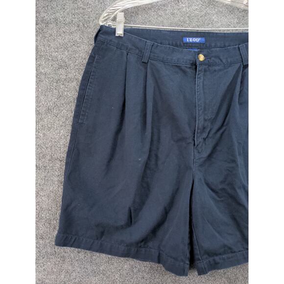 Mens Izod Chino Shorts Size 36 Blue Button Back Pockets 100% Cotton - Picture 3 of 9